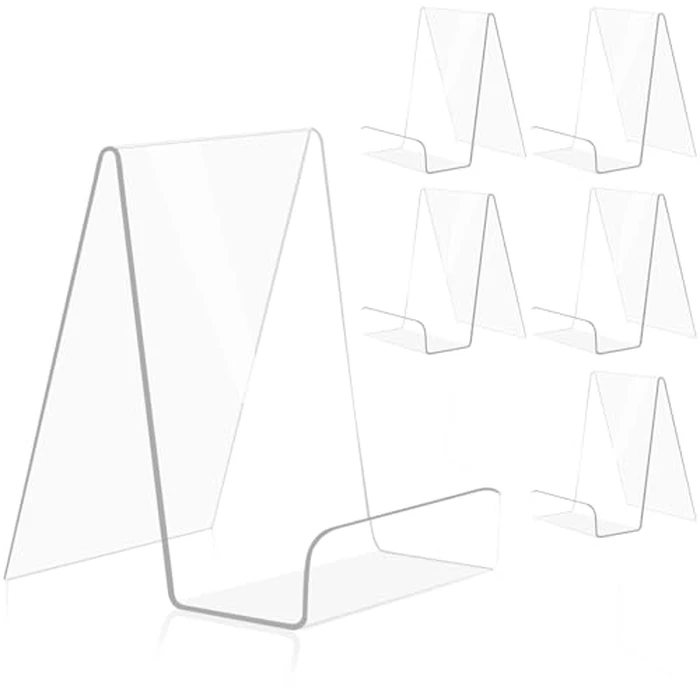 trophable 6 Pack Acrylic Book Stand Clear Book Display Easel Holder for Displaying Tablets Newspaper Magazines Notebooks Textbooks CDs by trophable - Used - Like New condition