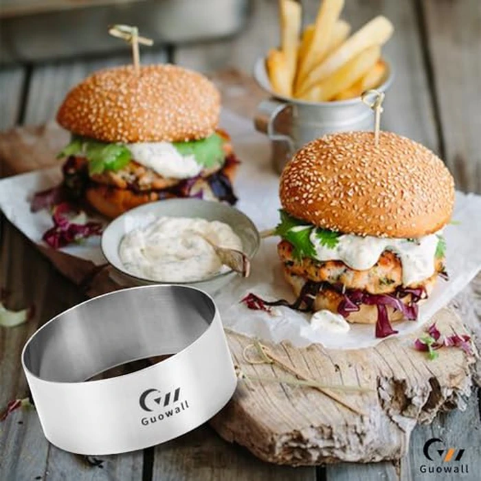 Guowall Hamburger Bun Rings, 4 inch Ring Molds for Cooking, Set of 6, Nonstick Stainless Steel Burger Mold, Cooking Rings for Fried Eggs, Crumpets, Pancakes and More Ideal for Baking & Home Kitchens by Guowall - Image 7