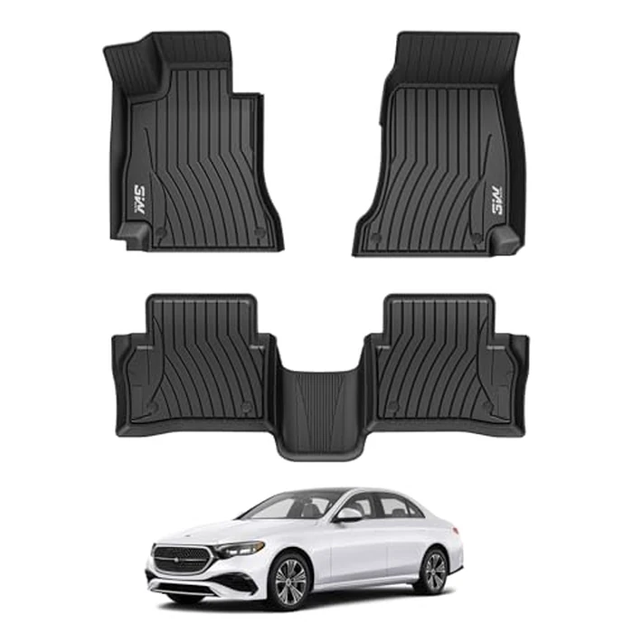 3W Floor Mats Fit for Mercedes Benz E-Class 2024 2025 2026 TPE All Weather Custom Fit Floor Liner for E300 E320 E350 E400 E550 E63, 1st&2nd Row Full Set Car Liners Black by 3W - Used - Very Good condition - US$74.26