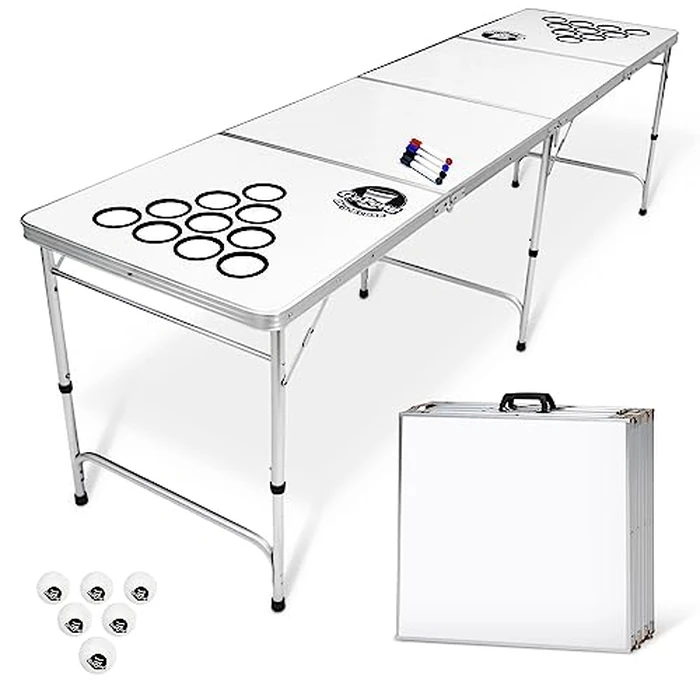 GoPong 8 Foot Portable Beer Pong / Tailgate Tables (Black, Football, American Flag, or Custom Dry Erase) by GoPong - Used - Like New condition - US$92.32