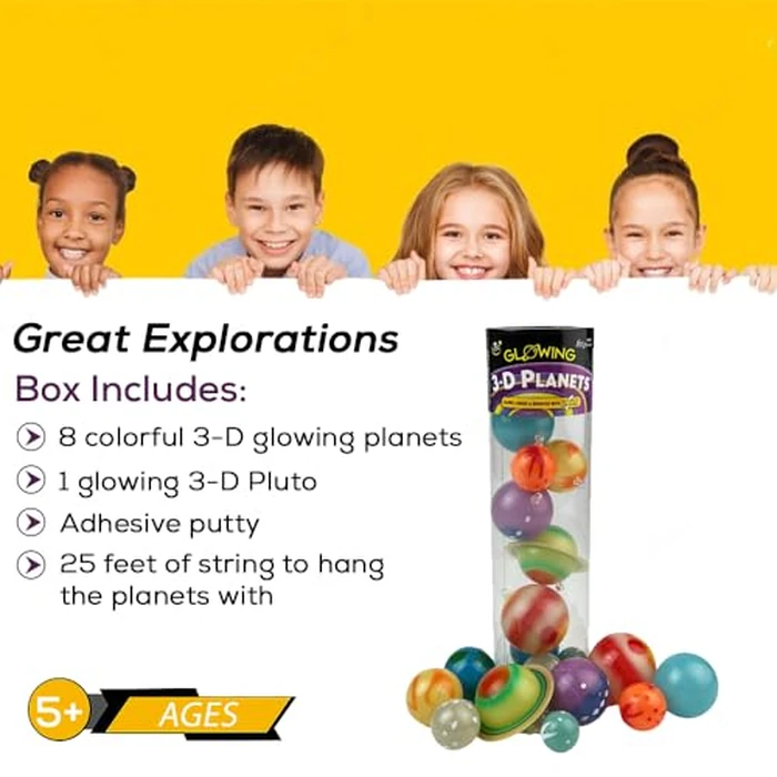 Great Explorations, 3D Glow in the Dark Planets in a Tube, Ages 5 and Up by University Games - Image 3