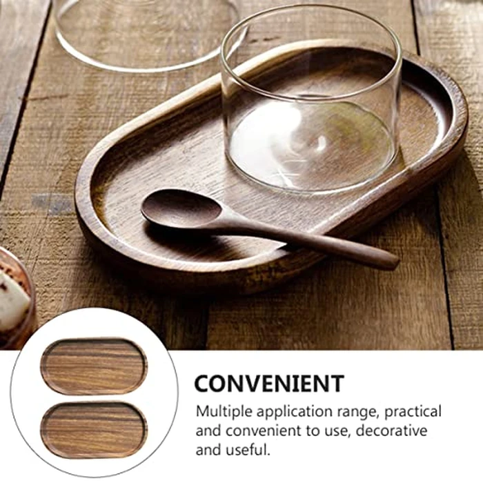 Cabilock Solid Wood Serving Tray 7.3 X 4.1 Inch Oval Acacia Wooden Platter for Food Cake Fruit Dessert Charcuterie and Home Kitchen Tabletop Decor by Cabilock - Image 5