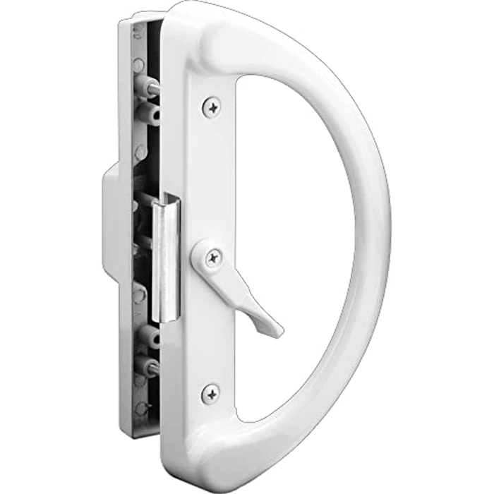 Prime-Line C 1223 Non-Keyed Sliding Glass Door Handle Set - Replace Old or Damaged Door Handles Quickly and Easily - White Diecast, Clamp Style, Surface Mount, Fits 4-15/16 in. Hole Spacing (1 Pack) by PRIME-LINE - Used - Very Good condition - US$28.60