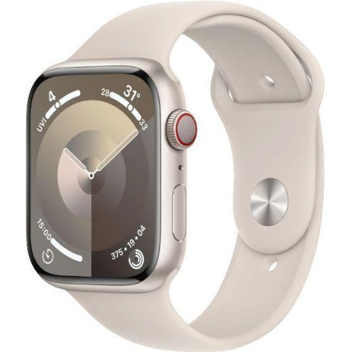 Apple Watch Series 9 (GPS) - 64GB - 41mm - Starlight Aluminum Case with Starlight Rubber Sport Band - Small/Medium Size by Apple - Image 2