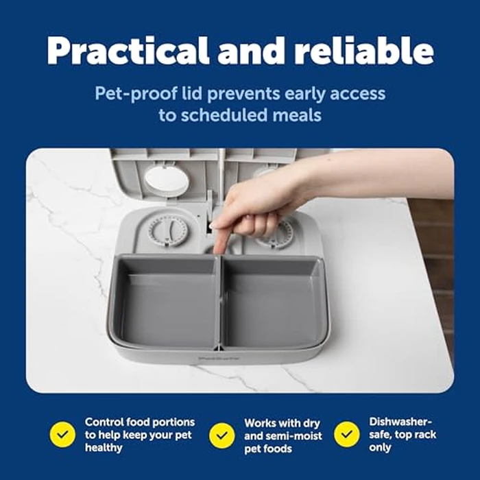 PetSafe Analog 2 Meal Programmable Pet Feeder, Automatic Dog and Cat Feeder - Dry or Semi-Moist Pet Food Dispenser, Slow Feed Portion Control (3 Cup/16 Ounce Total Capacity), Tamper-Resistant Design by PetSafe - Image 7