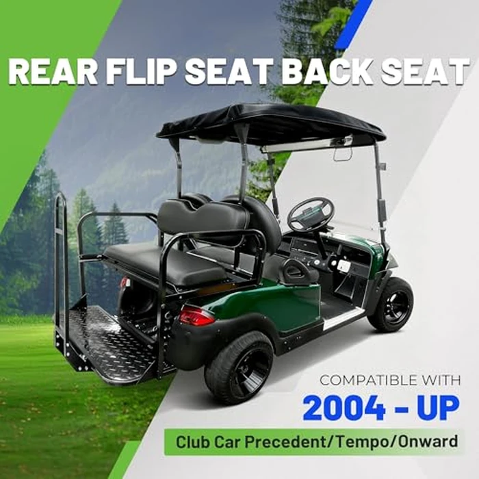 ECOTRIC Rear Seat Kit W/Grab Bar Compatible with 2004-Up Club Car Precedent/Tempo/Onward Gas or Electric All Models, Flip Folding Back Seat w/Roof Support by ECOTRIC - Image 2