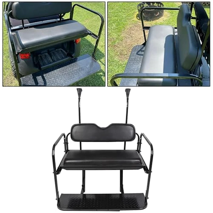 ECOTRIC Rear Seat Kit W/Grab Bar Compatible with 2004-Up Club Car Precedent/Tempo/Onward Gas or Electric All Models, Flip Folding Back Seat w/Roof Support by ECOTRIC - Image 3