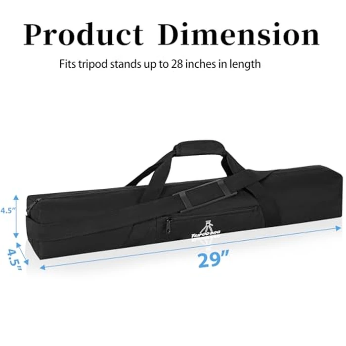 TORIBIO Tripod Carrying Case, 29x4.5x4.5in Heavy Duty Tripod Bag with Shoulder Straps and Handles, Multifunctional Monopod Case for Music Stand, Lights, Speakers, Cameras, Booms, Microphone Stands by TORIBIO - Image 2