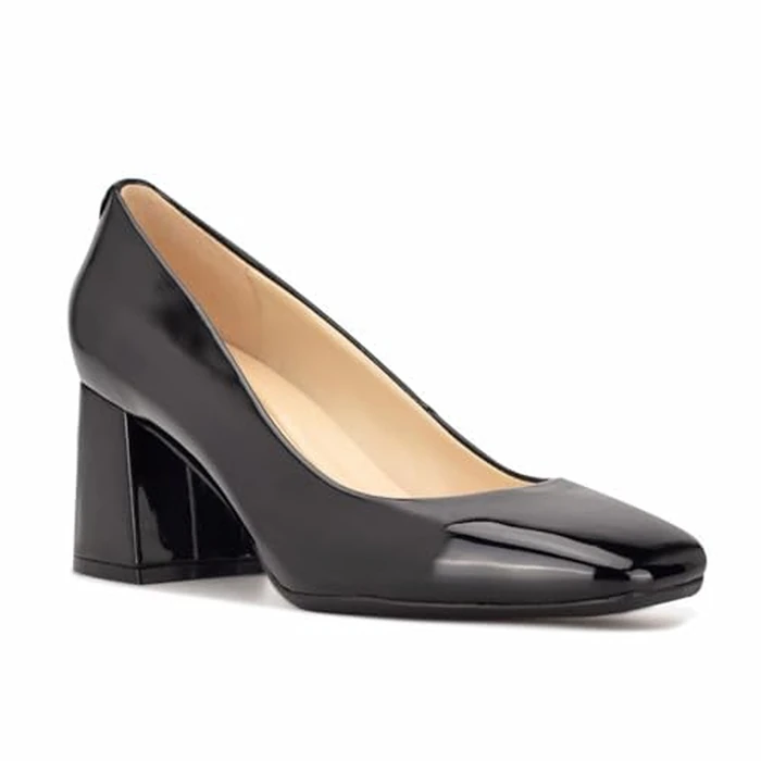 Nine West Womens Vibe 9X9 Faux Leather Square Toe Pumps Black 8 Medium (B,M) by Nine West - Image 2
