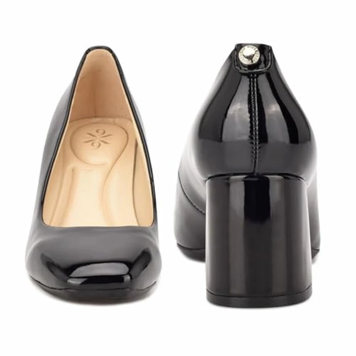 Nine West Womens Vibe 9X9 Faux Leather Square Toe Pumps Black 8 Medium (B,M) by Nine West - Image 4