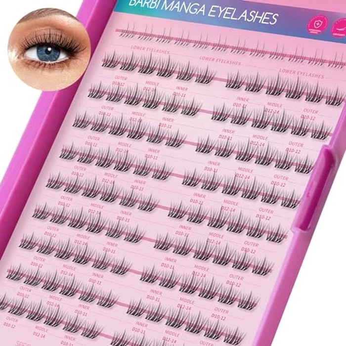 MLEN DIARY Cluster Lashes 120 Clusters Manga Lashes D Curl Individual Lashes Natural Look Fluffy Faux Mink Thin Cotton Band False Eyelashes by MLEN DIARY - Used - Acceptable condition - CA$6.96