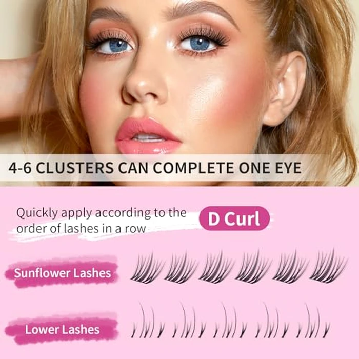 MLEN DIARY Cluster Lashes 120 Clusters Manga Lashes D Curl Individual Lashes Natural Look Fluffy Faux Mink Thin Cotton Band False Eyelashes by MLEN DIARY - Image 3