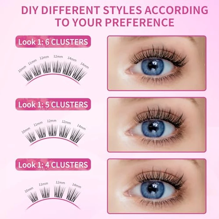 MLEN DIARY Cluster Lashes 120 Clusters Manga Lashes D Curl Individual Lashes Natural Look Fluffy Faux Mink Thin Cotton Band False Eyelashes by MLEN DIARY - Image 5