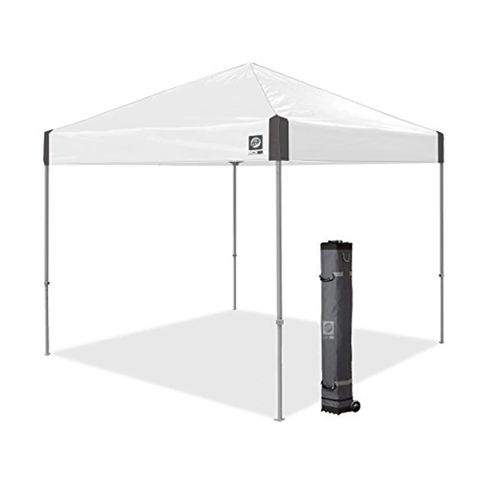 E-Z UP Ambassador Instant Pop Up Canopy Tent, 10' x 10', Roller Bag and 4 Piece Spike Set, Slate White by E-Z UP - Used - Acceptable condition - US$119.69