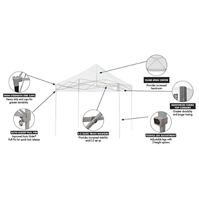 E-Z UP Ambassador Instant Pop Up Canopy Tent, 10' x 10', Roller Bag and 4 Piece Spike Set, Slate White by E-Z UP - Image 3