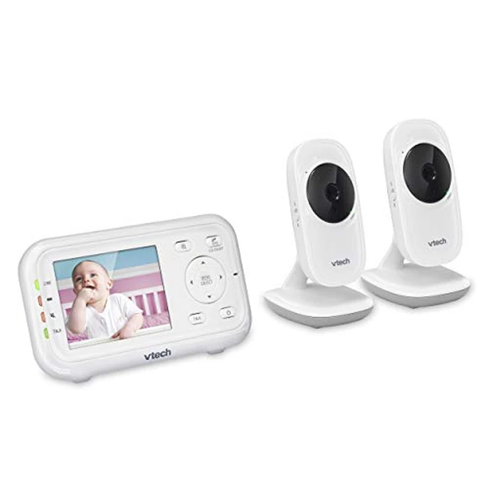 VTech VM3252-2 Digital Video Baby Monitor with 2.8" LCD 2 Cameras and Automatic Night Vision, 1 Count, White by VTech - Image 1