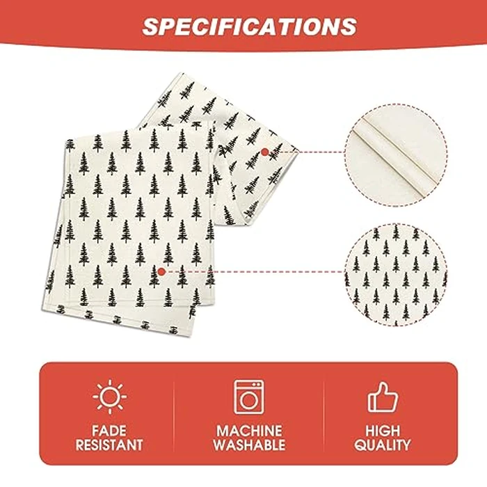 Artoid Mode Beige Xmas Tree Christmas Table Runner, Seasonal Winter Kitchen Dining Table Decoration for Home Party Decor 13x120 Inch by Artoid Mode - Image 5