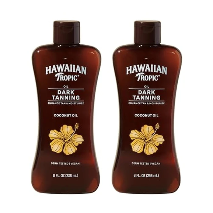 Hawaiian Tropic Dark Tanning Oil, 8 Fl Oz | Moisturizing Body Oil with Cocoa Butter, Tan Enhancer, 8 Fl Oz each Twin Pack by Hawaiian Tropic - Used - Like New condition - US$18.94
