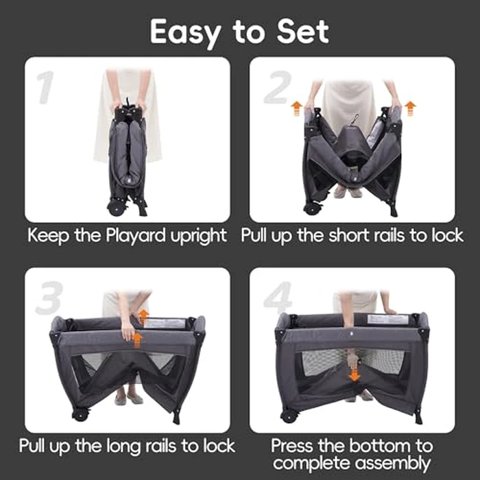 Pamo Babe Pack and Play with Bassinet Baby Playpen Foldable Playard with Changing Table Portable 4 in 1 Baby Playard by Pamo babe - Image 3