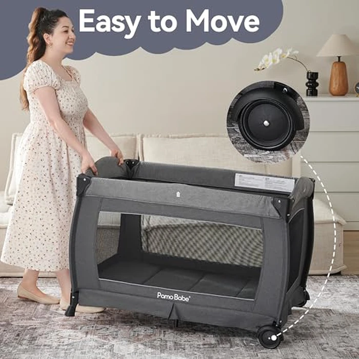 Pamo Babe Pack and Play with Bassinet Baby Playpen Foldable Playard with Changing Table Portable 4 in 1 Baby Playard by Pamo babe - Image 7