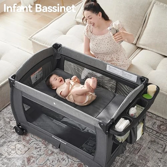 Pamo Babe Pack and Play with Bassinet Baby Playpen Foldable Playard with Changing Table Portable 4 in 1 Baby Playard by Pamo babe - Image 8