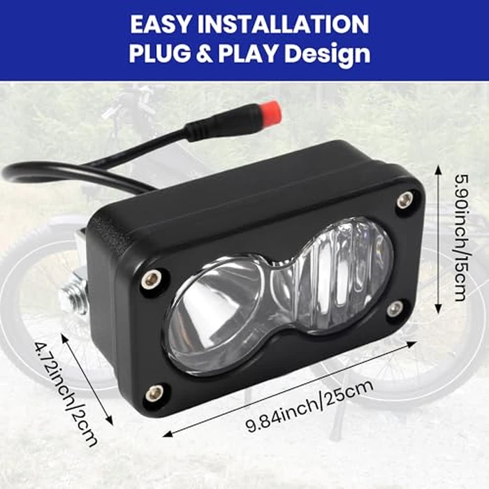 Headlight for Vamoose Mammoth Rad Power Bikes RadMini RadRover RadExpand RadRunner E-bike, 6000K 20W Waterproof E-bike Light（2 Pin） by generic - Image 6