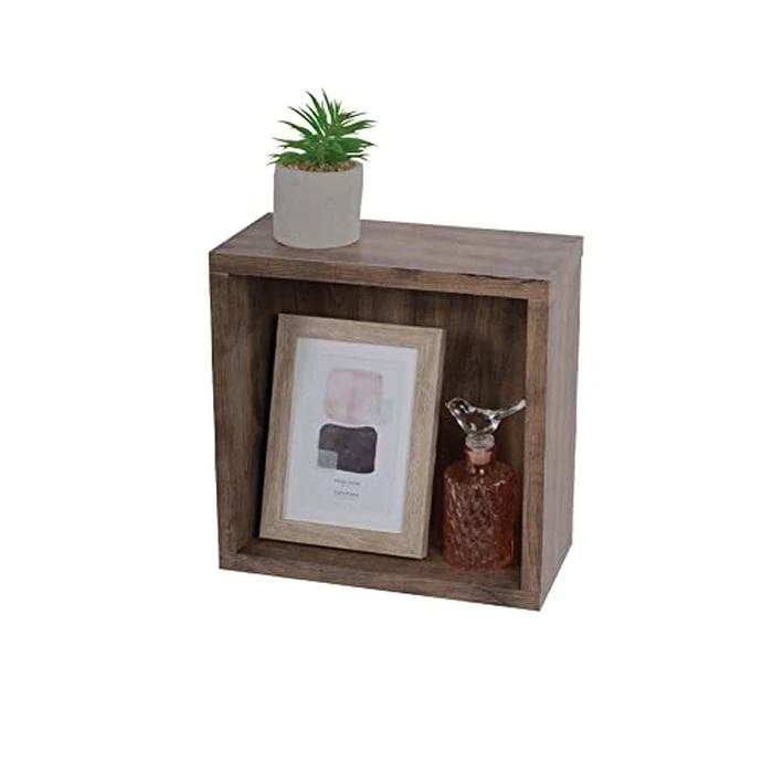 Kiera Grace Functional & Decorative Engineered Wood Small Square Cubbi Floating Wall Shelf for Home & Office, 5.8" L x 11.8" W x 11.8" H, Brown by Kiera Grace - Used - Acceptable condition - CA$20.13