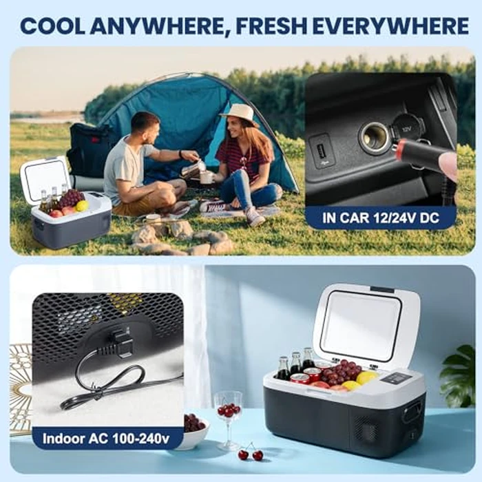 OLIXIS Portable Car Refrigerator, 17QT Single-Zone Electric Cooler for Vehicles, -4℉-68℉ Freezer Smart Control via Bluetooth with Car Battery Protection, Child Lock, 12/24V DC & 100-240V AC Powered by OLIXIS - Image 3