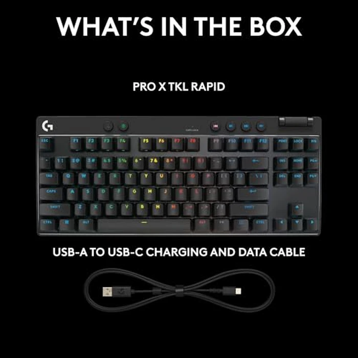 Logitech G PRO X TKL Rapid (Tenkeyless) Wired Gaming Keyboard: Magnetic Analog Switches with Rapid Trigger, Lightsync RGB, Detachable USB-C Cable, Volume Roller & Media Buttons - Black by Logitech G - Image 9