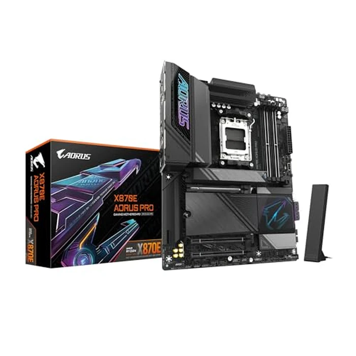 GIGABYTE X870E AORUS PRO AMD AM5 LGA 1718 Motherboard, ATX, DDR5, 4X M.2, PCIe 5.0, USB4, WIFI7, 2.5GbE LAN, EZ-Latch, 5-Year Warranty by GIGABYTE - Image 1
