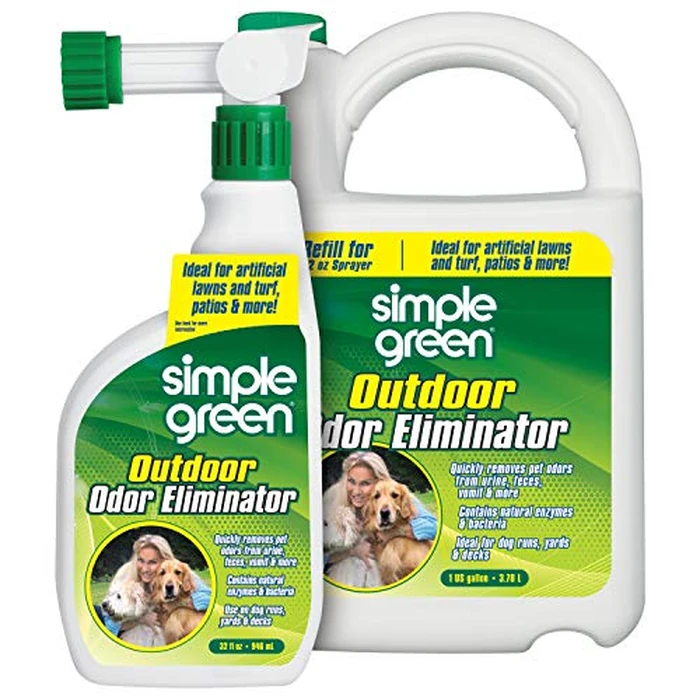 Simple Green Outdoor Odor Eliminator for Pets, Dogs, Ideal for Artificial Grass & Patio (32 oz Hose End Sprayer & 1 Gallon Refill) by Simple Green - Used - Very Good condition