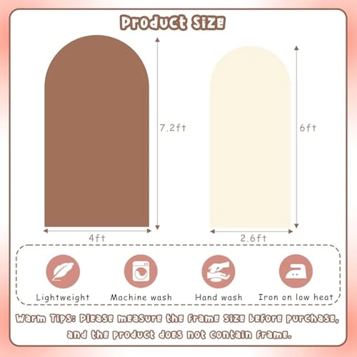 CORNER LACE 2PCS Arch Backdrop Covers Brown Cream Color (7.2ft+6ft), 2 Sided Spandex Fitted Arch Stand Covers Background for Graduation Wedding Baby Shower Birthday Bridal Shower Party Decorations by CORNER LACE - Image 6