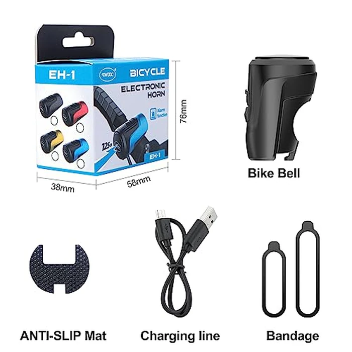 Electric Bike Bell for Adult, 125db Anti-Theft Alarm Loud E-Bike Horn with 1 Sound Modes USB Rechargeable Waterproof Bicycle Horn for MTB/BMX Scooter/Road Cycling by kimairy - Image 6