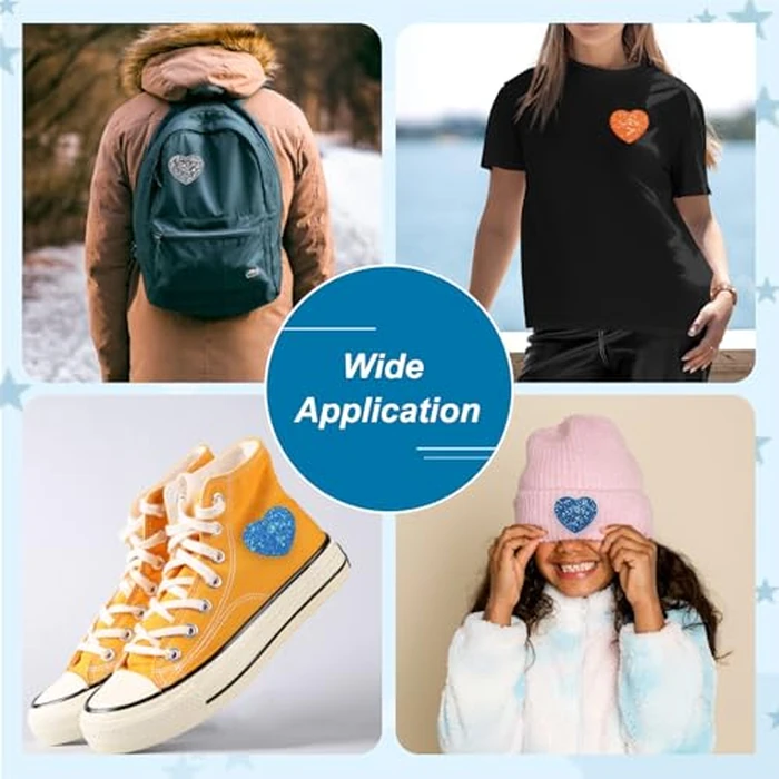 MECCANIXITY 12 Pcs Heart Iron on Patches, 2.36 x 2.75 Inch Embroidery Sequin Patches for Clothing Repair Backpack Shoes Decoration, Silver by MECCANIXITY - Image 5