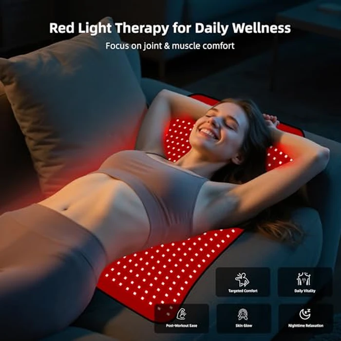 Red Light Therapy Mat for Body, Near Infrared Light Therapy Pad with 660nm & 850nm Wavelength, Home Use for Back Belly Knee Joint Muscle Comfort 600 LEDs 27"x24" by Morespond - Image 2