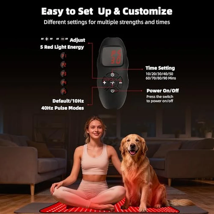 Red Light Therapy Mat for Body, Near Infrared Light Therapy Pad with 660nm & 850nm Wavelength, Home Use for Back Belly Knee Joint Muscle Comfort 600 LEDs 27"x24" by Morespond - Image 3