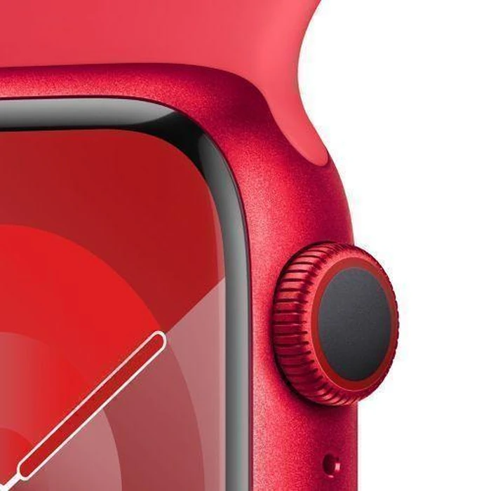 Apple Watch Series 9 (GPS) - 64GB - 45mm - Red Aluminum Case with Red Rubber Sport Band - Medium/Large Size by Apple - Image 3