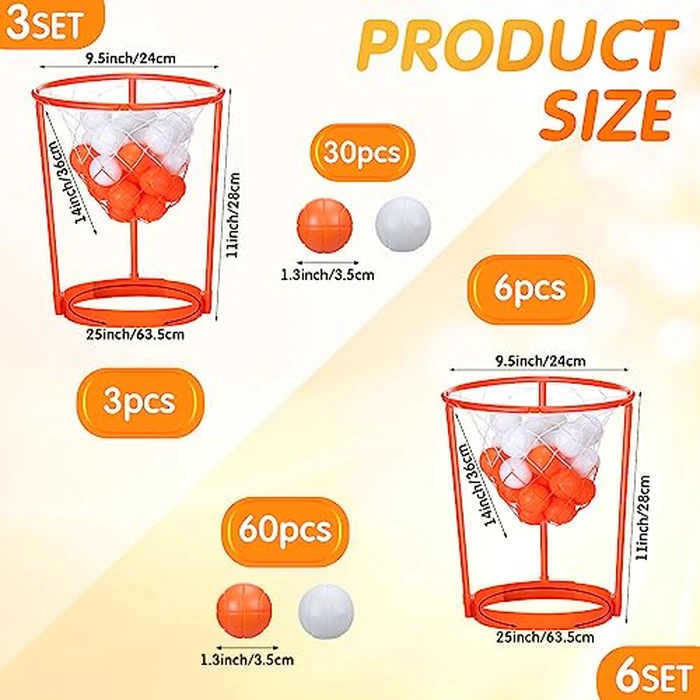 Head Hoop Basketball Party Game Set for Kid Adult Carnival Game Portable Adjustable Basket Net Headband with Balls for Birthday Carnival Office Indoor Outdoor Activity Fun Gift Back to School(33 Pcs) by HyDren - Image 2