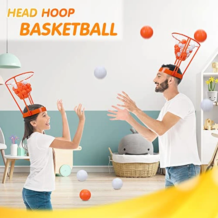 Head Hoop Basketball Party Game Set for Kid Adult Carnival Game Portable Adjustable Basket Net Headband with Balls for Birthday Carnival Office Indoor Outdoor Activity Fun Gift Back to School(33 Pcs) by HyDren - Image 4