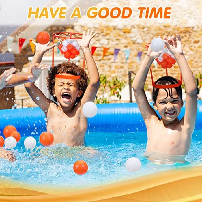 Head Hoop Basketball Party Game Set for Kid Adult Carnival Game Portable Adjustable Basket Net Headband with Balls for Birthday Carnival Office Indoor Outdoor Activity Fun Gift Back to School(33 Pcs) by HyDren - Image 5