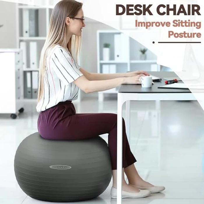 Fitvids Anti-Burst and Slip Resistant Exercise Ball Yoga Ball Fitness Ball Birthing Ball with Quick Pump, 2,000-Pound Capacity, 19-22 inch, M by Fitvids - Image 6