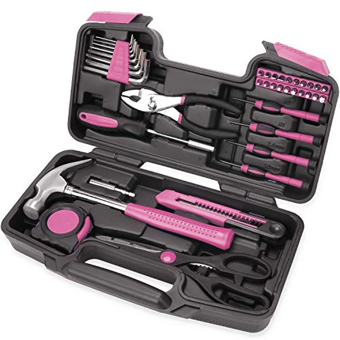 40-Piece All Purpose Household Pink Tool Kit for Girls, Ladies and Women - Includes All Essential Tools for Home, Garage, Office and College Dormitory Use by EFFICERE - Used - Very Good condition - US$15.15
