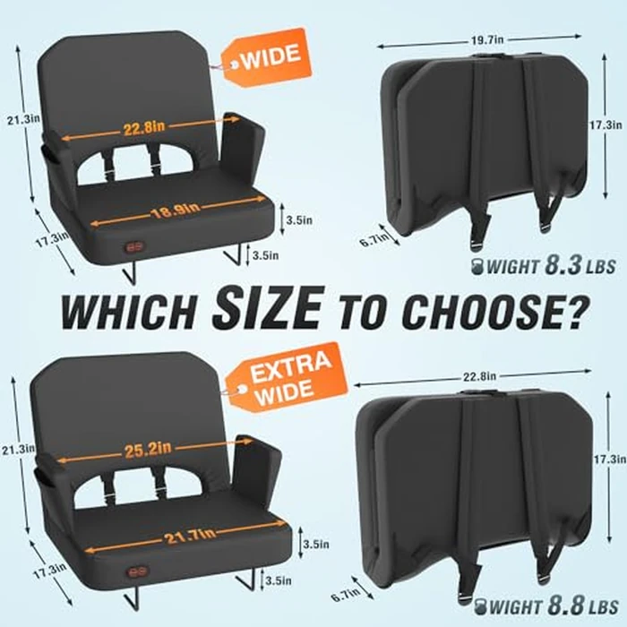 HOPERAN Heated Stadium Seats for Bleachers with Back Support - 3 Levels Bleacher Chairs with Back and Cushion and Armrest, Wide & Thick Padded Bleacher Seats, Stadium Chairs for Outdoor Sports Games by HOPERAN - Image 3