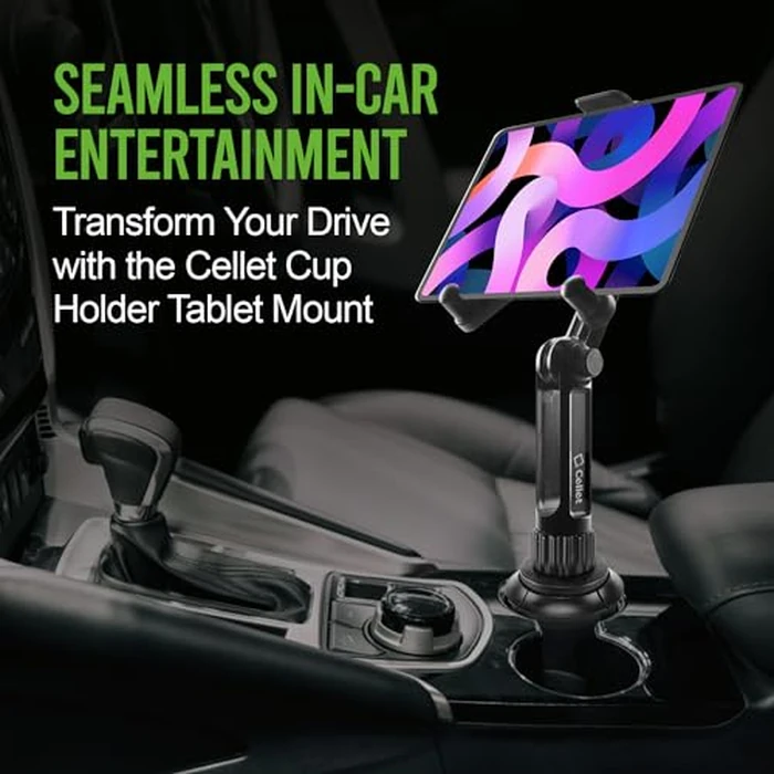 Cellet Cup Holder Tablet Mount, Car Cradle Holder Compatible for All iPad, Pro, Air, Mini Samsung Galaxy Tablet, Amazon Fire Microsoft Surface by Cellet - Image 3