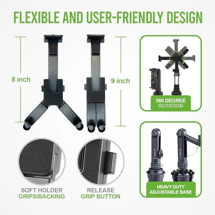 Cellet Cup Holder Tablet Mount, Car Cradle Holder Compatible for All iPad, Pro, Air, Mini Samsung Galaxy Tablet, Amazon Fire Microsoft Surface by Cellet - Image 5