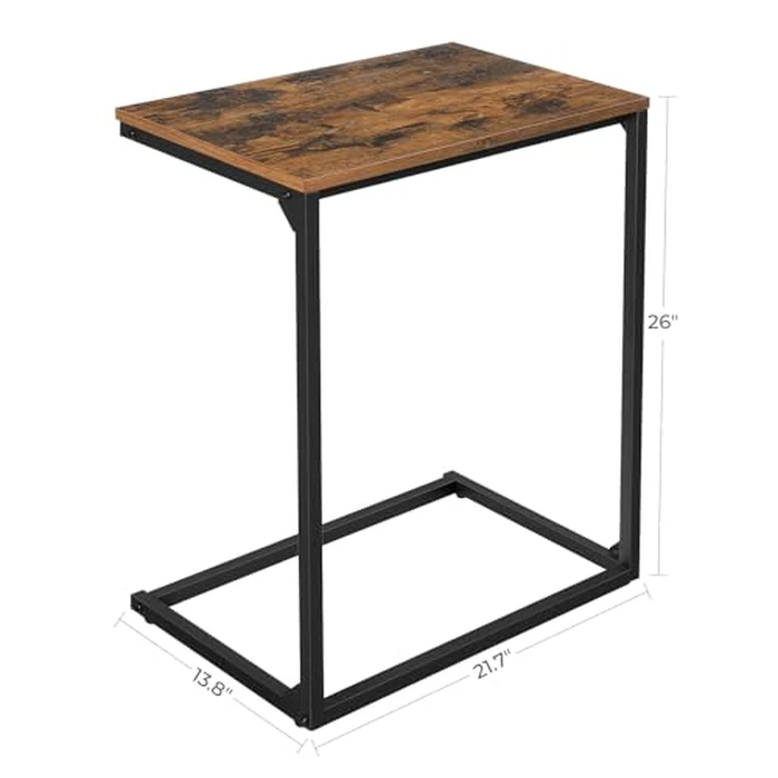 VASAGLE C Shape End Table, Small Coffee Table for Couch Or Sofa, Industrial Side Table in Living Room, Bedroom, 13.8 x 21.7 x 26 Inches, Rustic Brown and Black ULNT52BX by VASAGLE - Image 7