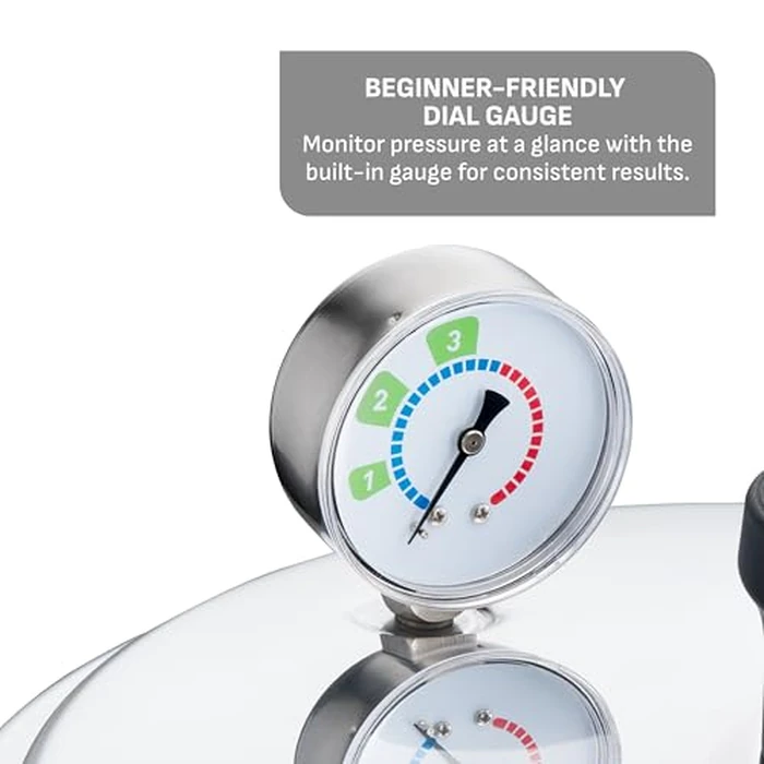 T-fal 22-Quart Aluminum Pressure Canner, 3 PSI Settings, Home Canning, Includes Racks & Canning Guide, Large Capacity, Pressure & Water Bath Canning for Vegetables, Meats, Seafood & Fruits, Silver by T-Fal - Image 6