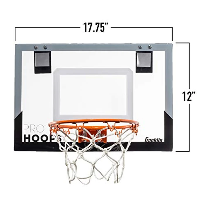 Franklin Sports Over The Door Mini Basketball Hoop - Slam Dunk Approved Steel Rim Indoor Hoop - Shatterproof Backboard - No Tools Setup for Bedroom + Office - Includes Ball + Pump - Black by Franklin Sports - Image 2
