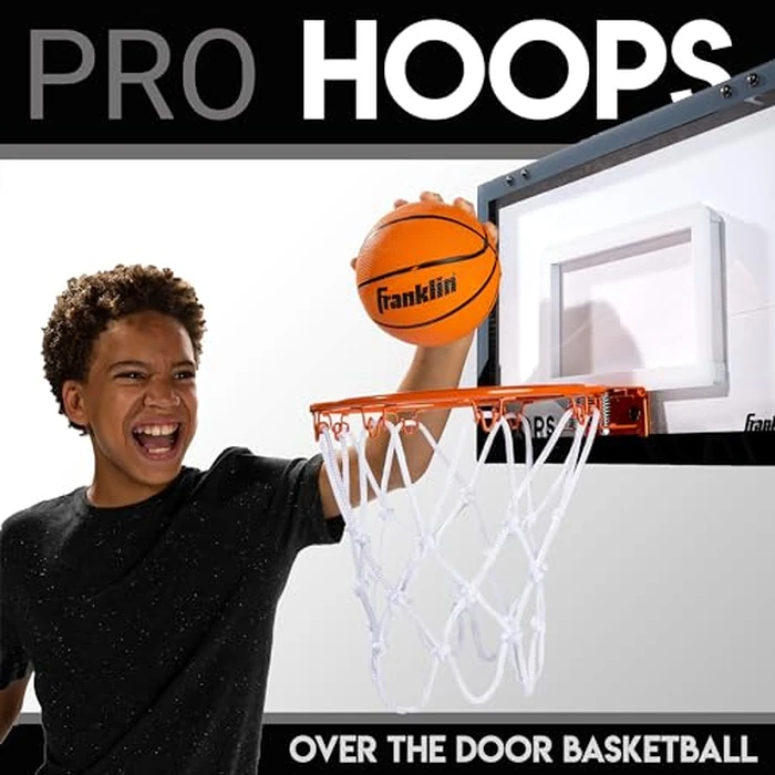 Franklin Sports Over The Door Mini Basketball Hoop - Slam Dunk Approved Steel Rim Indoor Hoop - Shatterproof Backboard - No Tools Setup for Bedroom + Office - Includes Ball + Pump - Black by Franklin Sports - Image 7