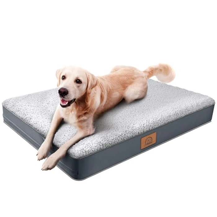 Sunheir Orthopedic Dog Bed for Medium Dogs, Waterproof Deluxe Plush Dog Crate Bed with Removable Washable Cover & Anti-Slip Bottom, Egg Crate Foam Pet Bed Mat, Grey, (30.0" L x 20.0" W x 3.0" Th) by Sunheir - Used - Very Good condition - US$22.48